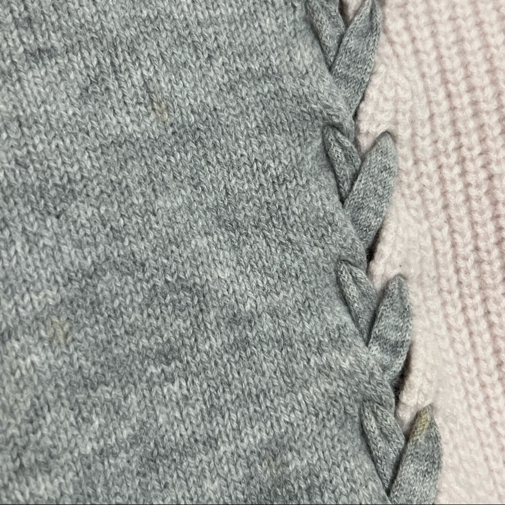 TABULA RASA Wool Sweater Asymmetric Laced Ribbed Knit Colorblock Fall Pullover S - Picture 6 of 6